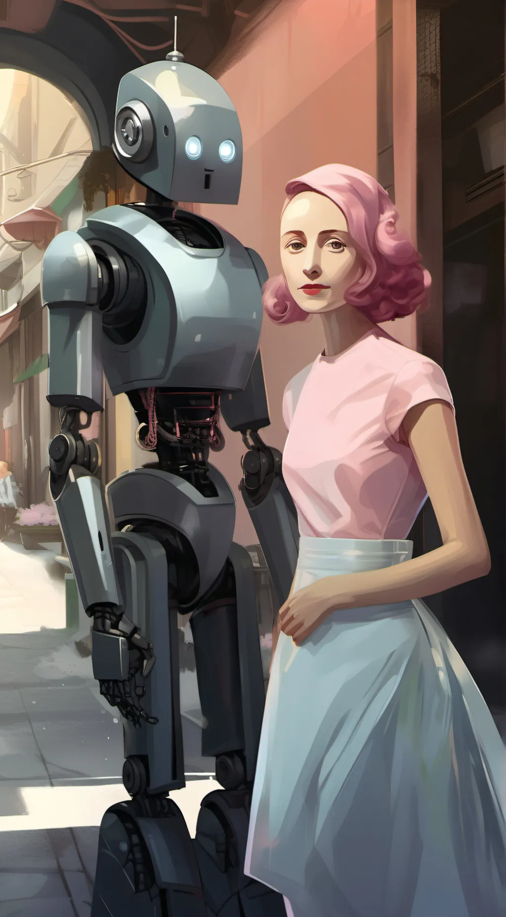 ai character: monarch pink background