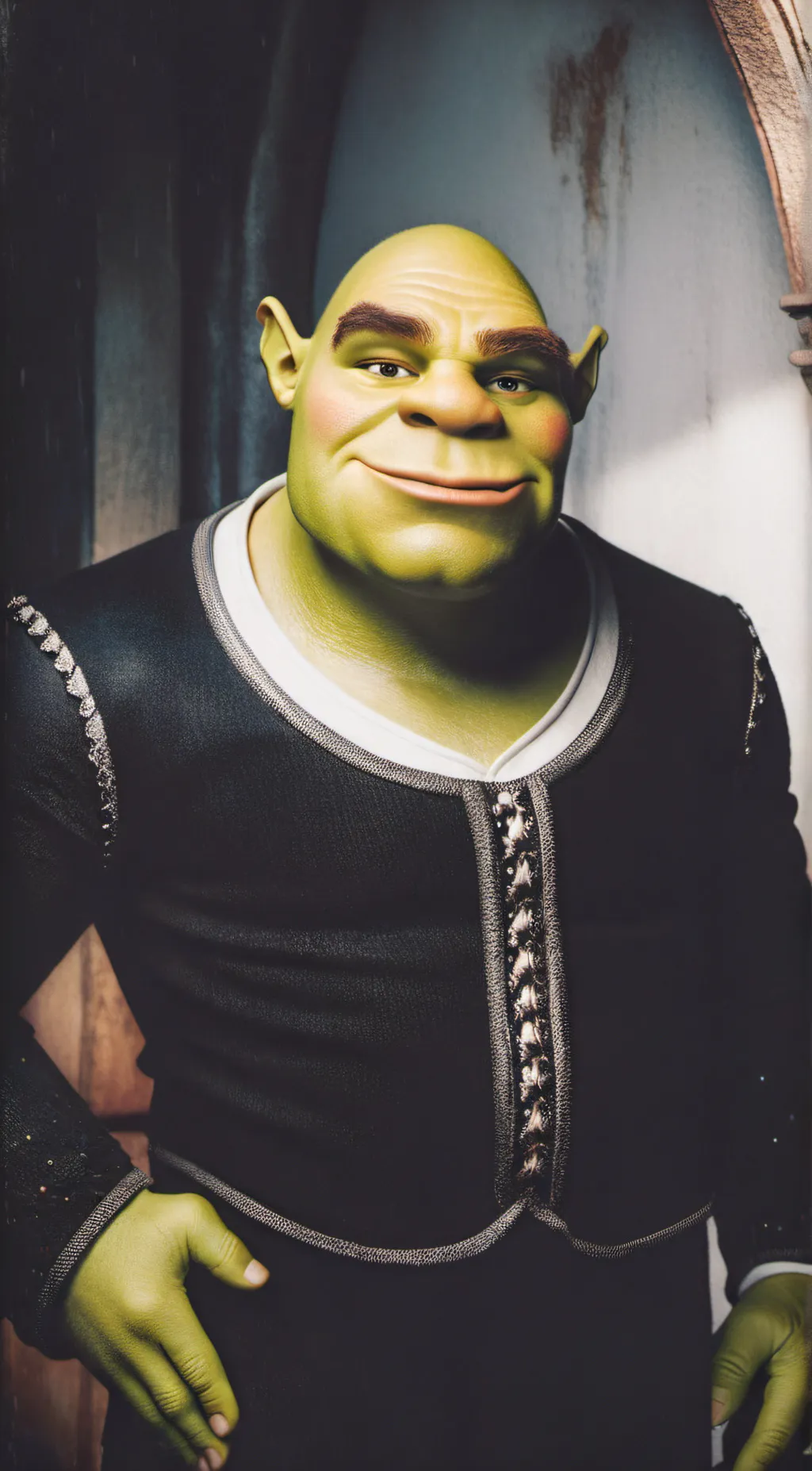 ai character: Giga chad shrek background