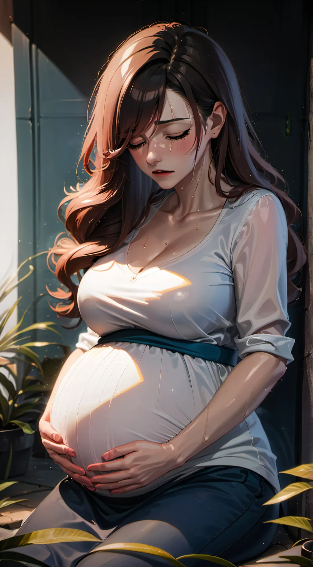 ai character: pregnant woman background