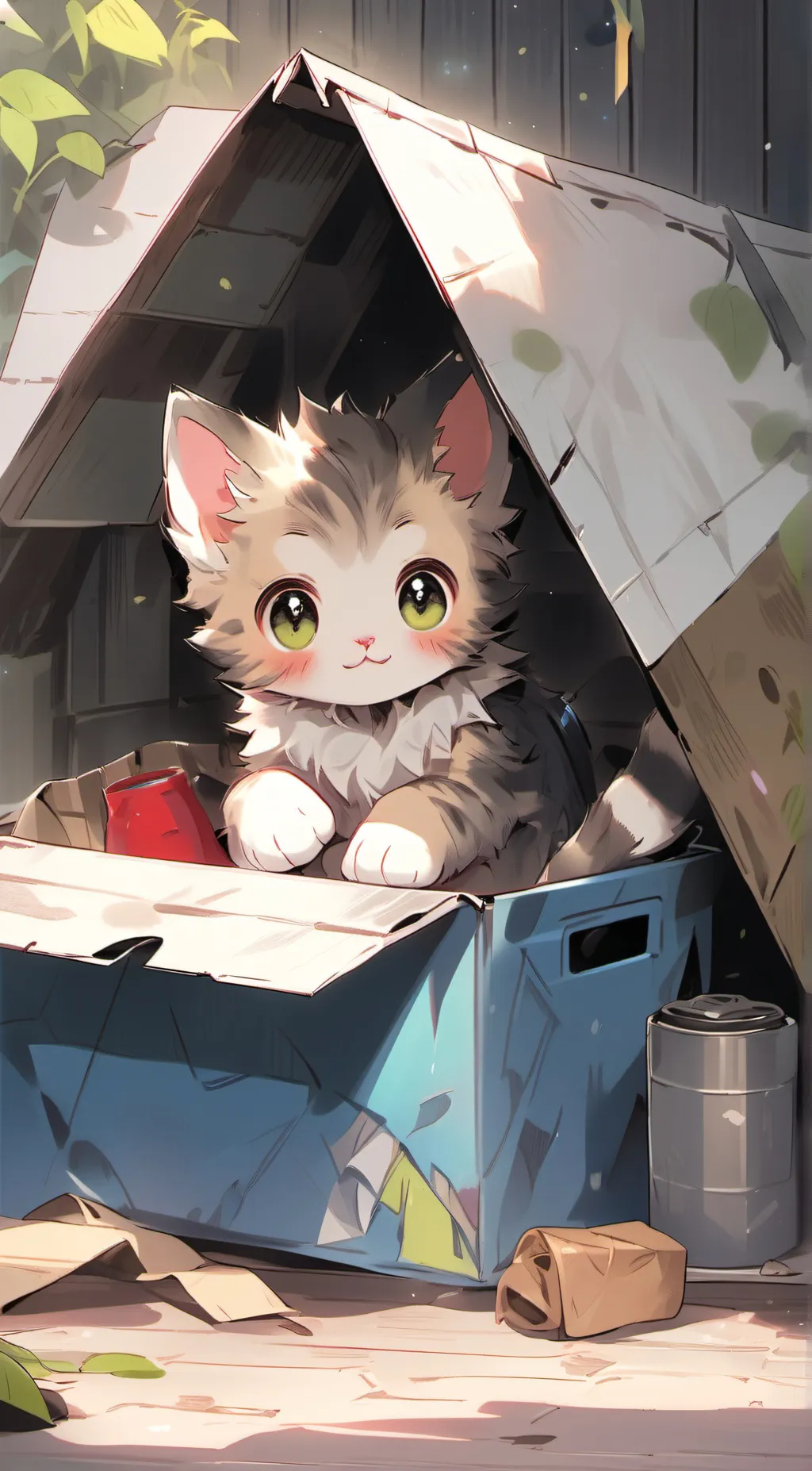 ai character: Homeless kitten background