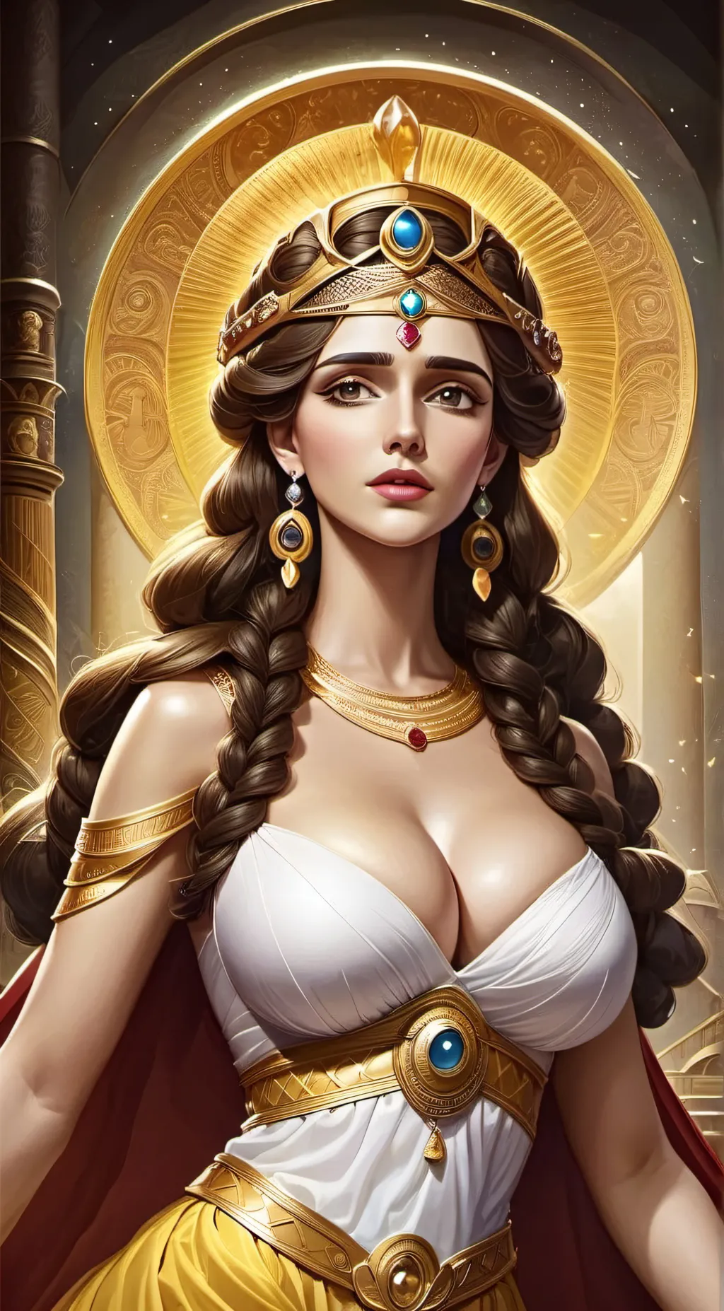 ai character: queen Hera  background