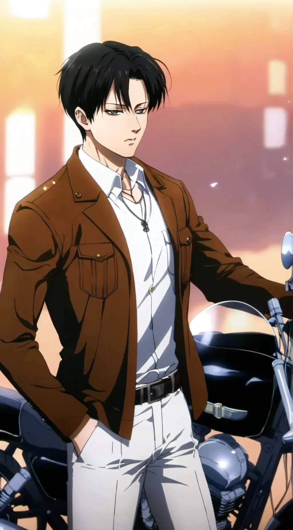 ai character: biker levi  background