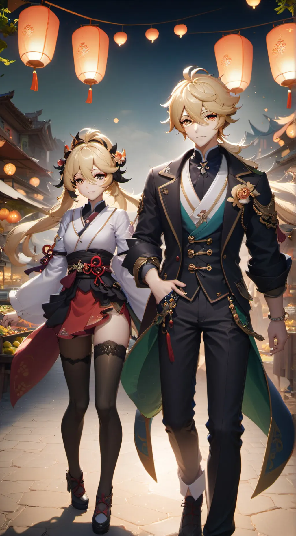 ai character: Lumine and Aether  background