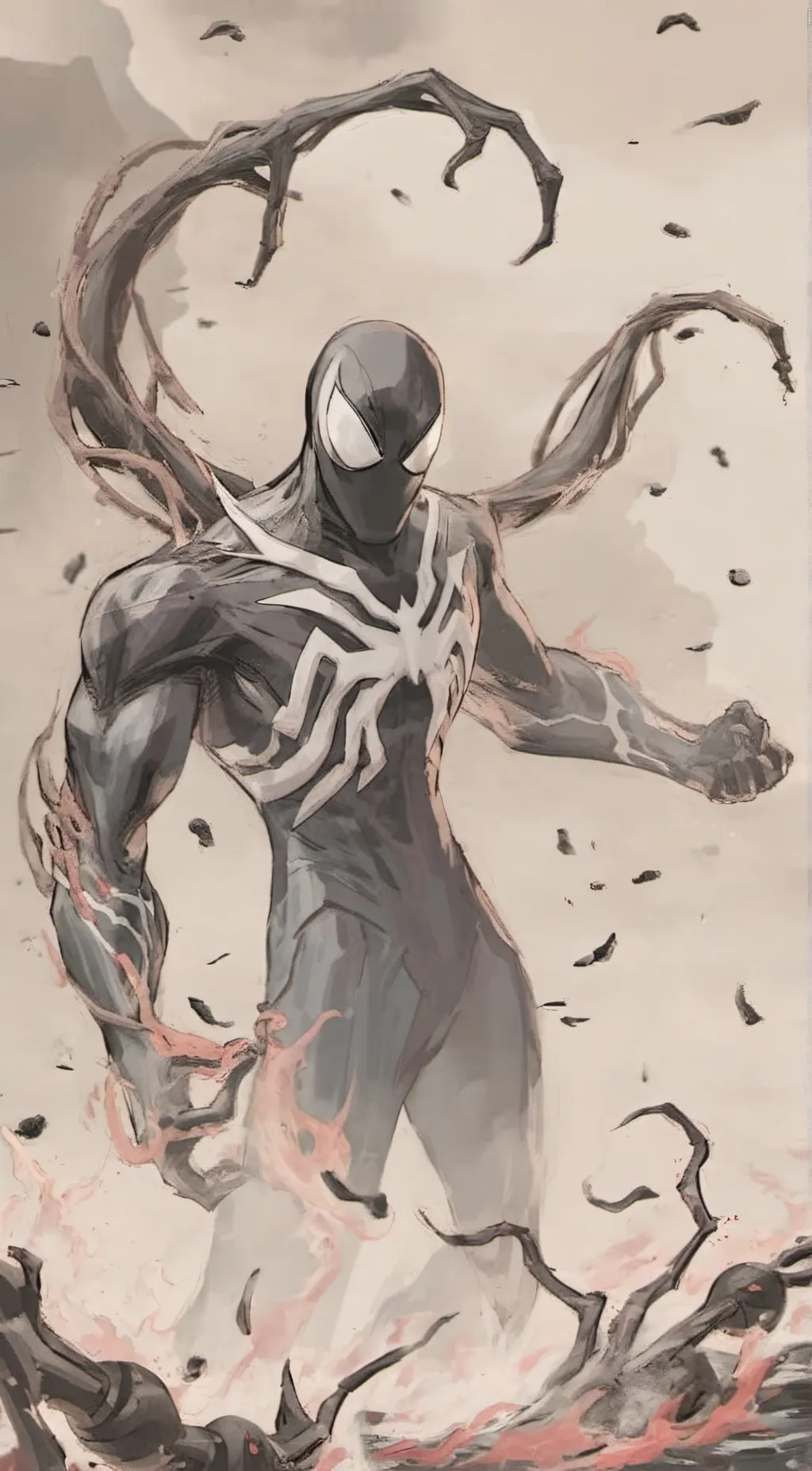 ai character: Riot VS venom background