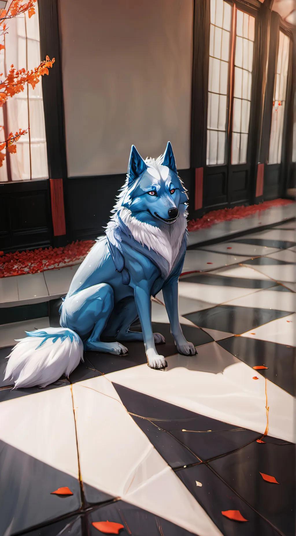 ai character: blue wolf tanjiro background