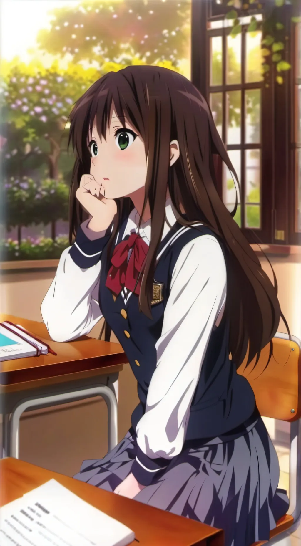 ai character: Sakura > _ < background