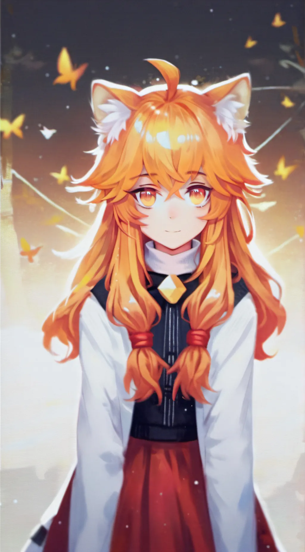 ai character: Whiskina Lee cat  background