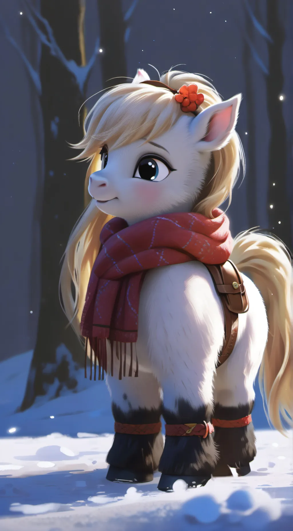 ai character: Fluffy pony. background