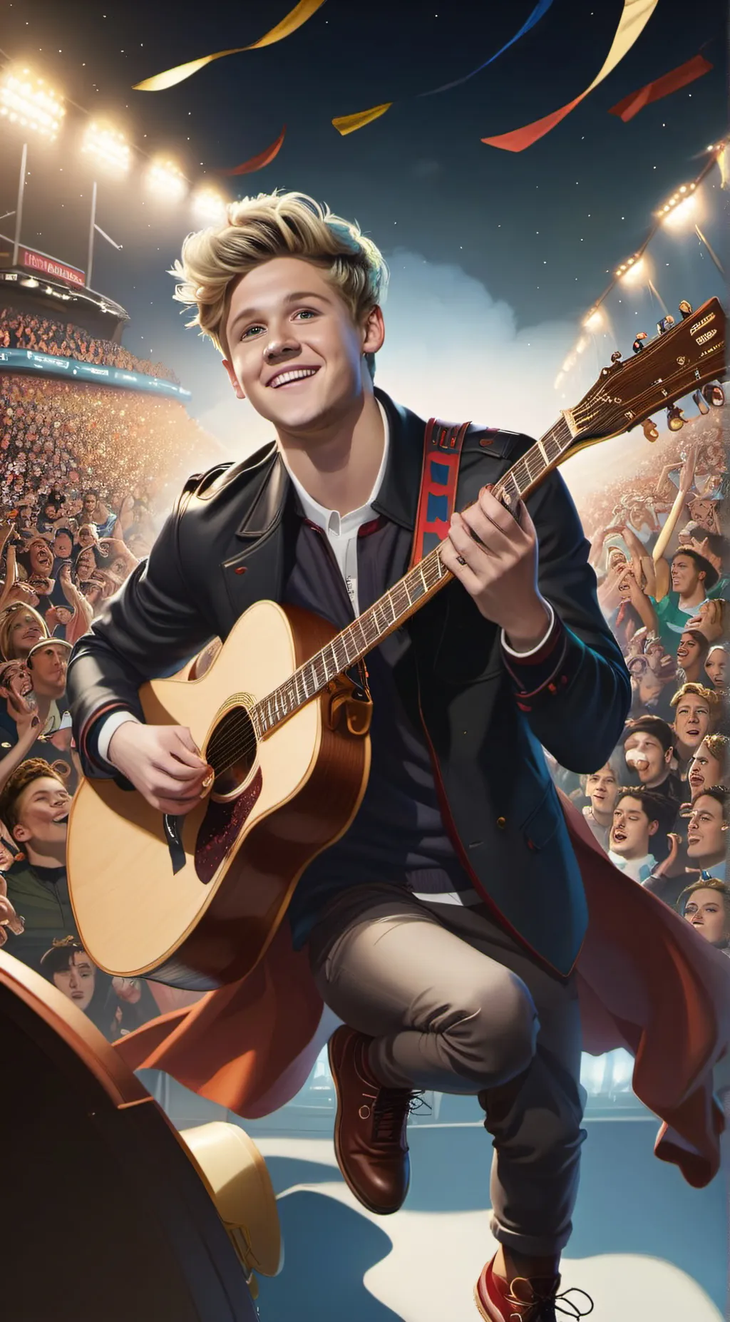 ai character: Naill Horan  background