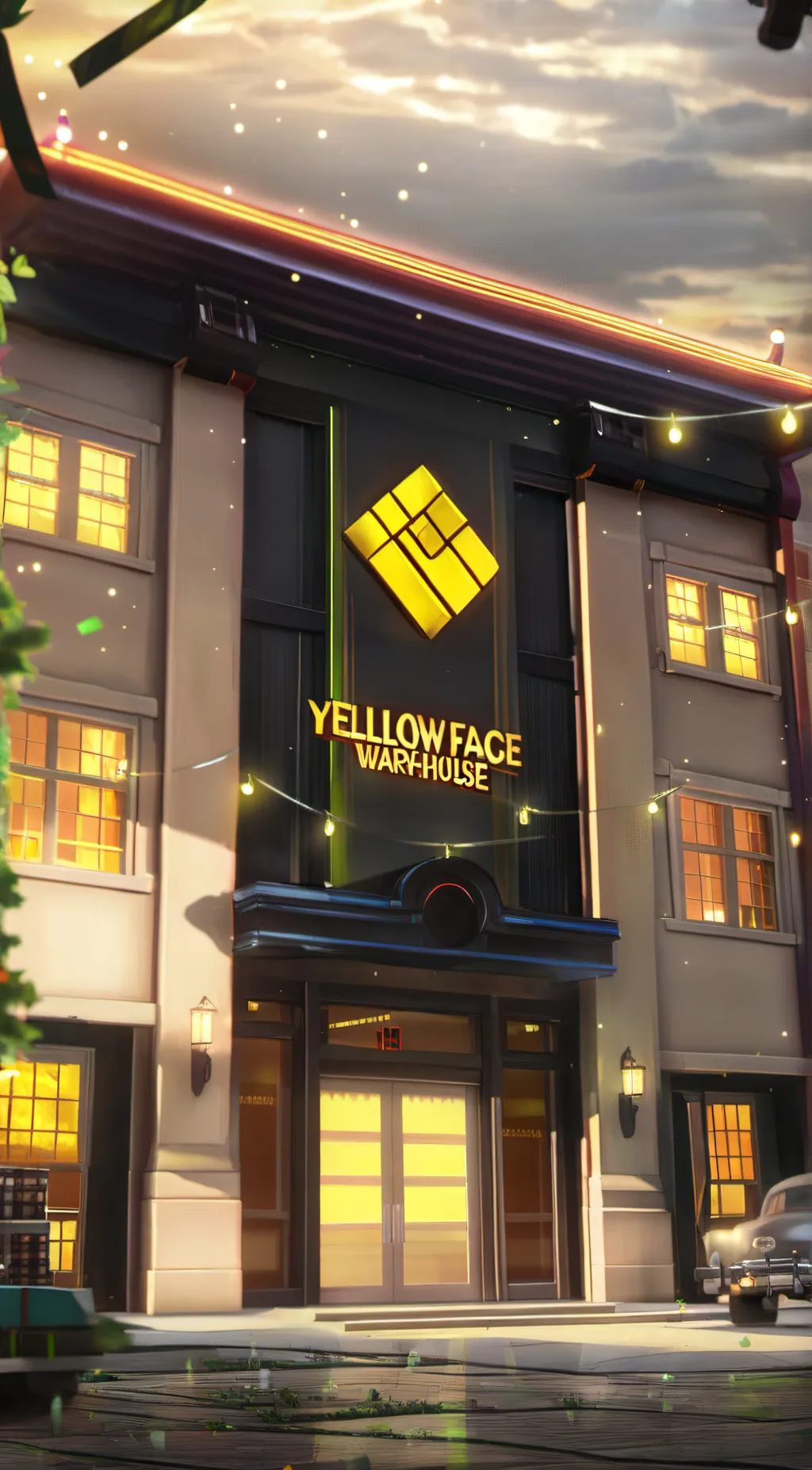 ai character: Warehouse background