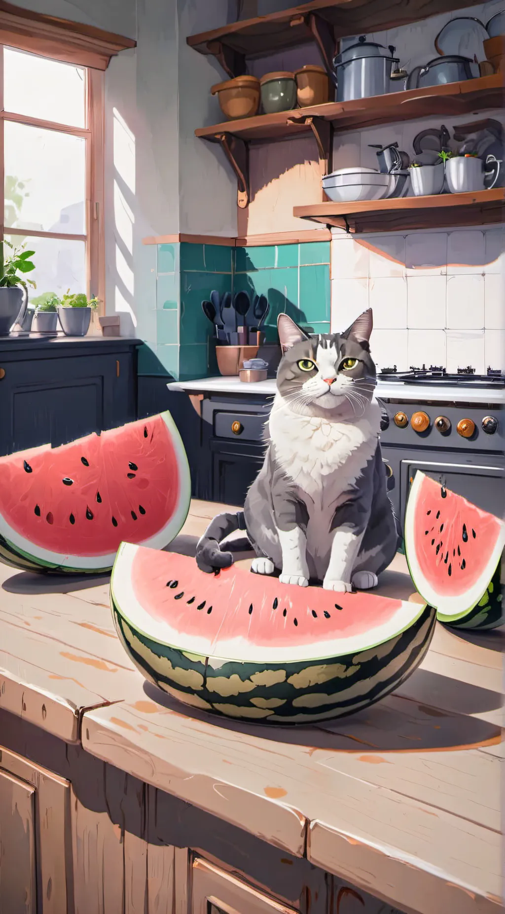 ai character: Watermelon Cat background