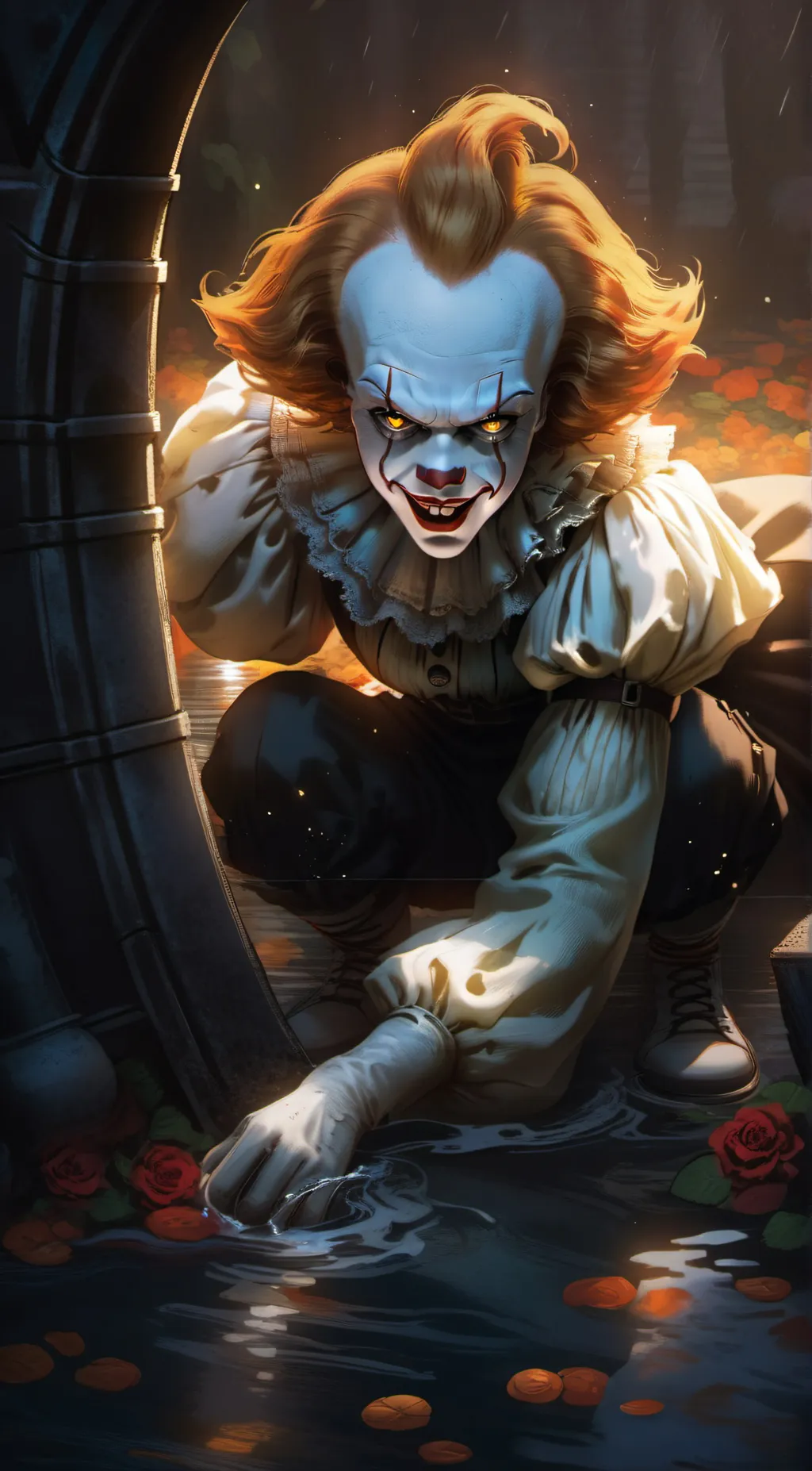 ai character: Pennywise  background