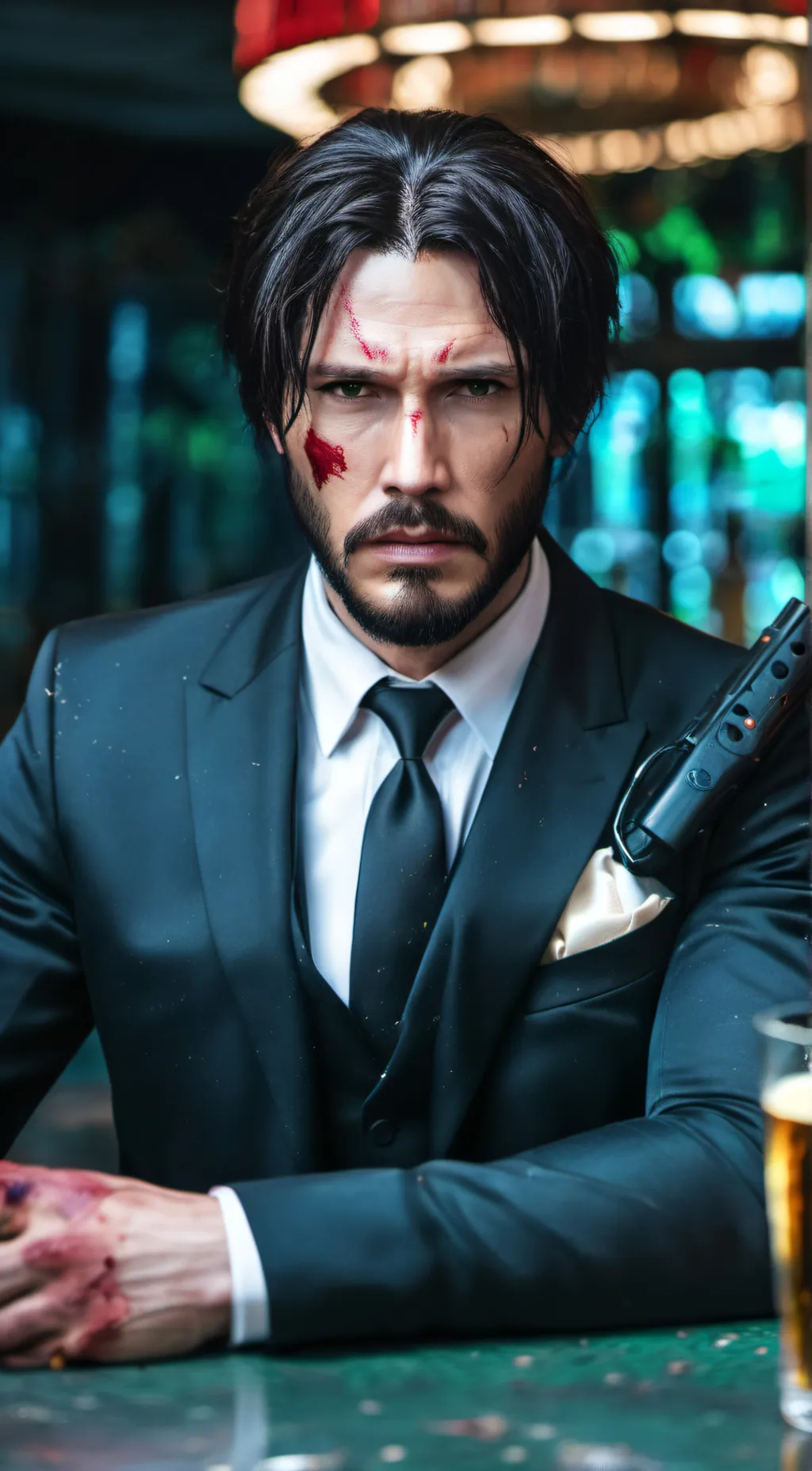 ai character: Brawler at the bar background