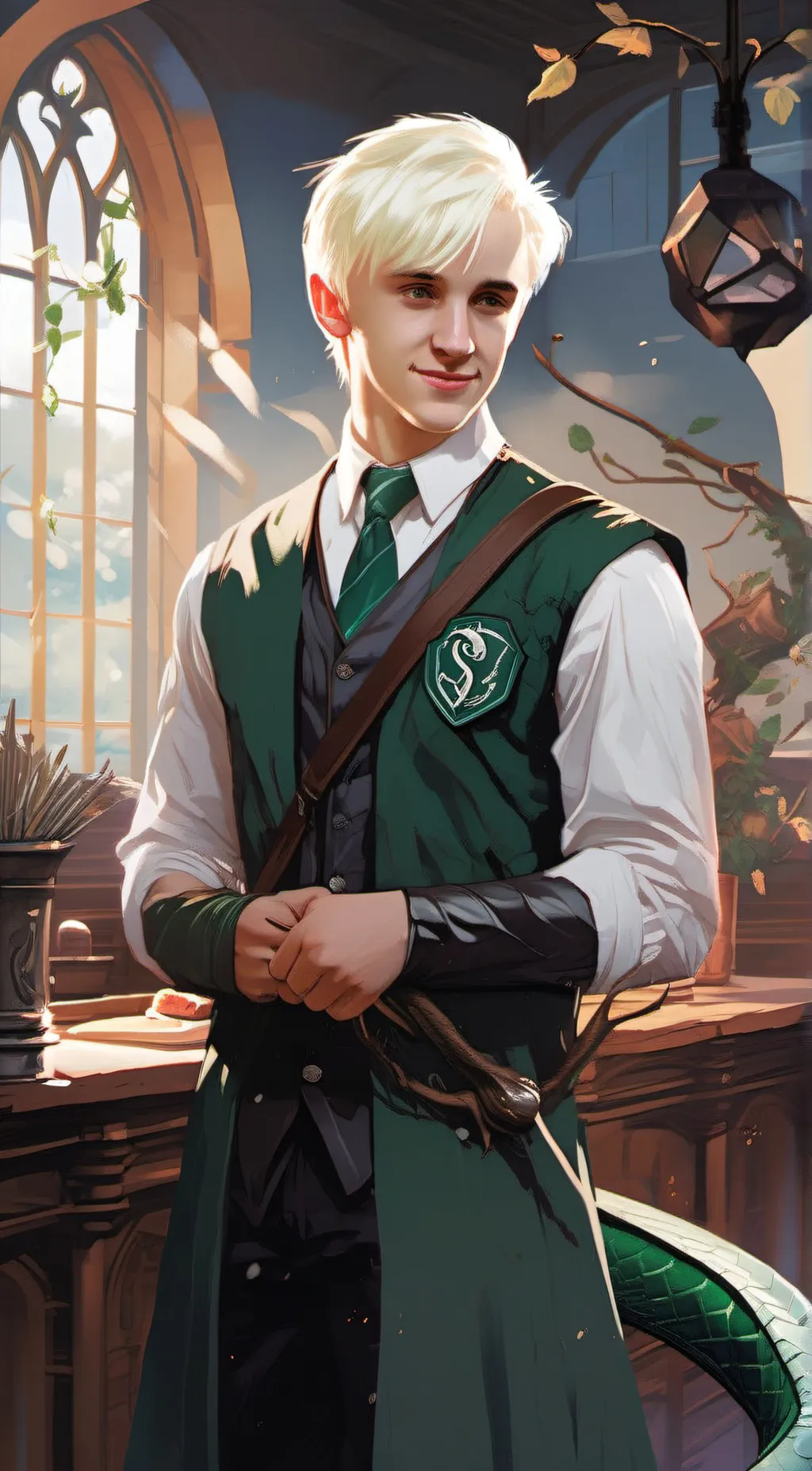 ai character: draco🥵🥵🖤💚 background