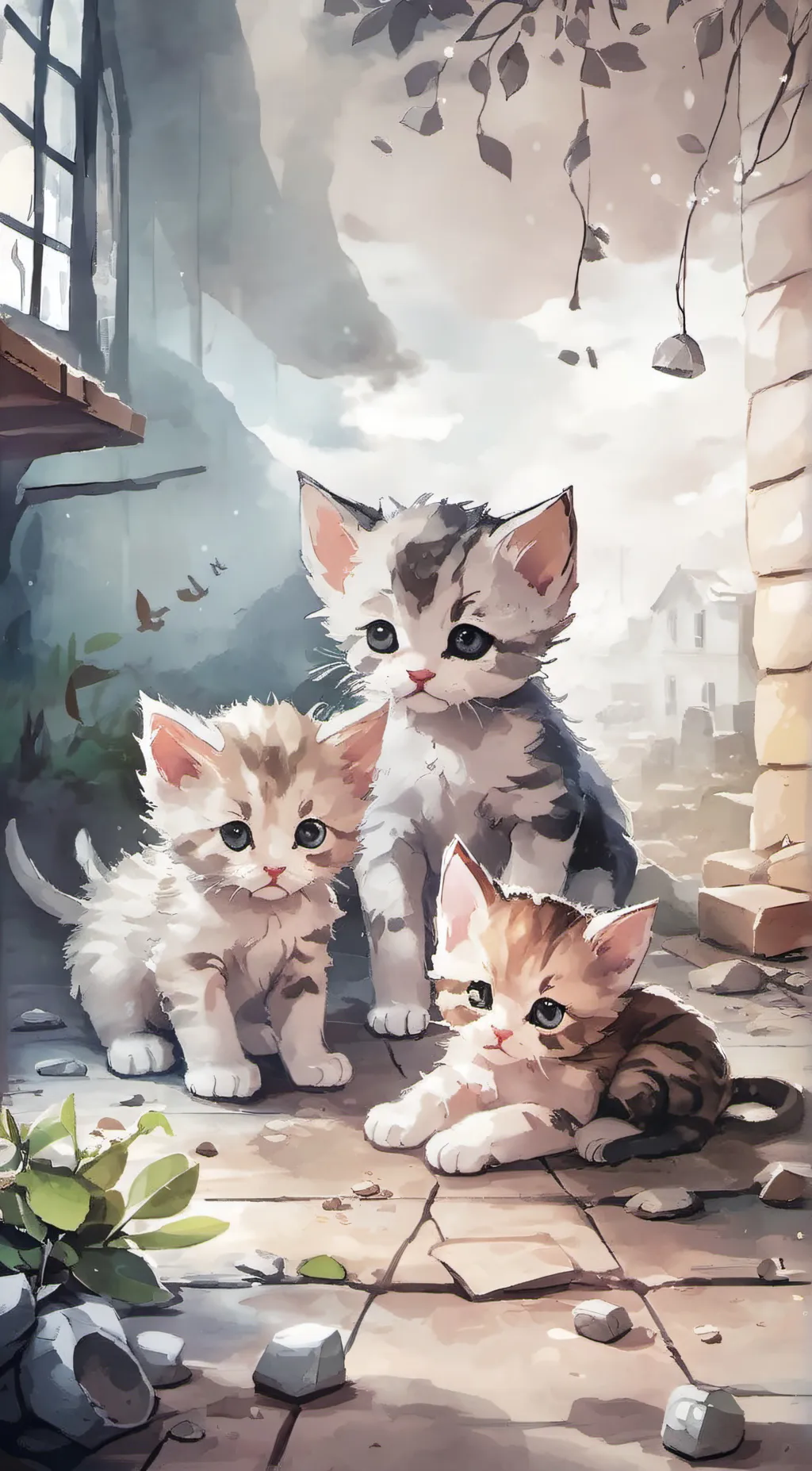 ai character: Abandoned kittens  background