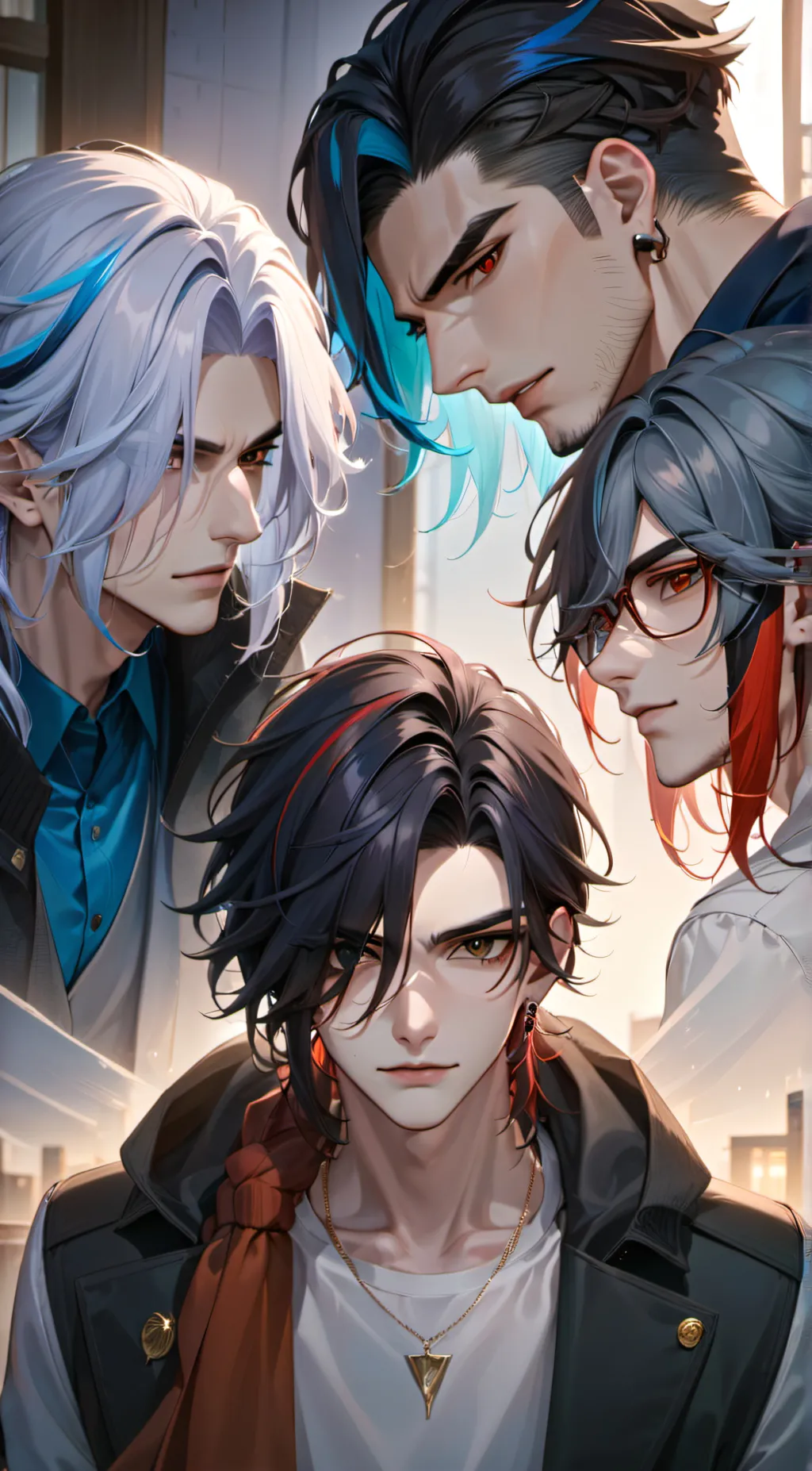 ai character: Mike,Cole,Haru,Lek background