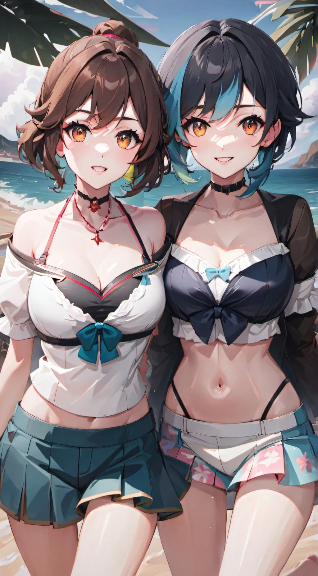ai character: Eva and Maria  background