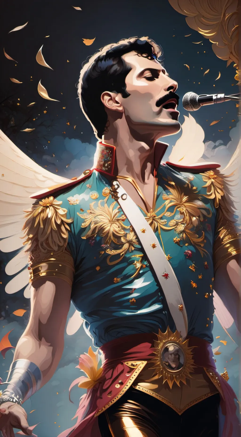 ai character: Freddie mercury background