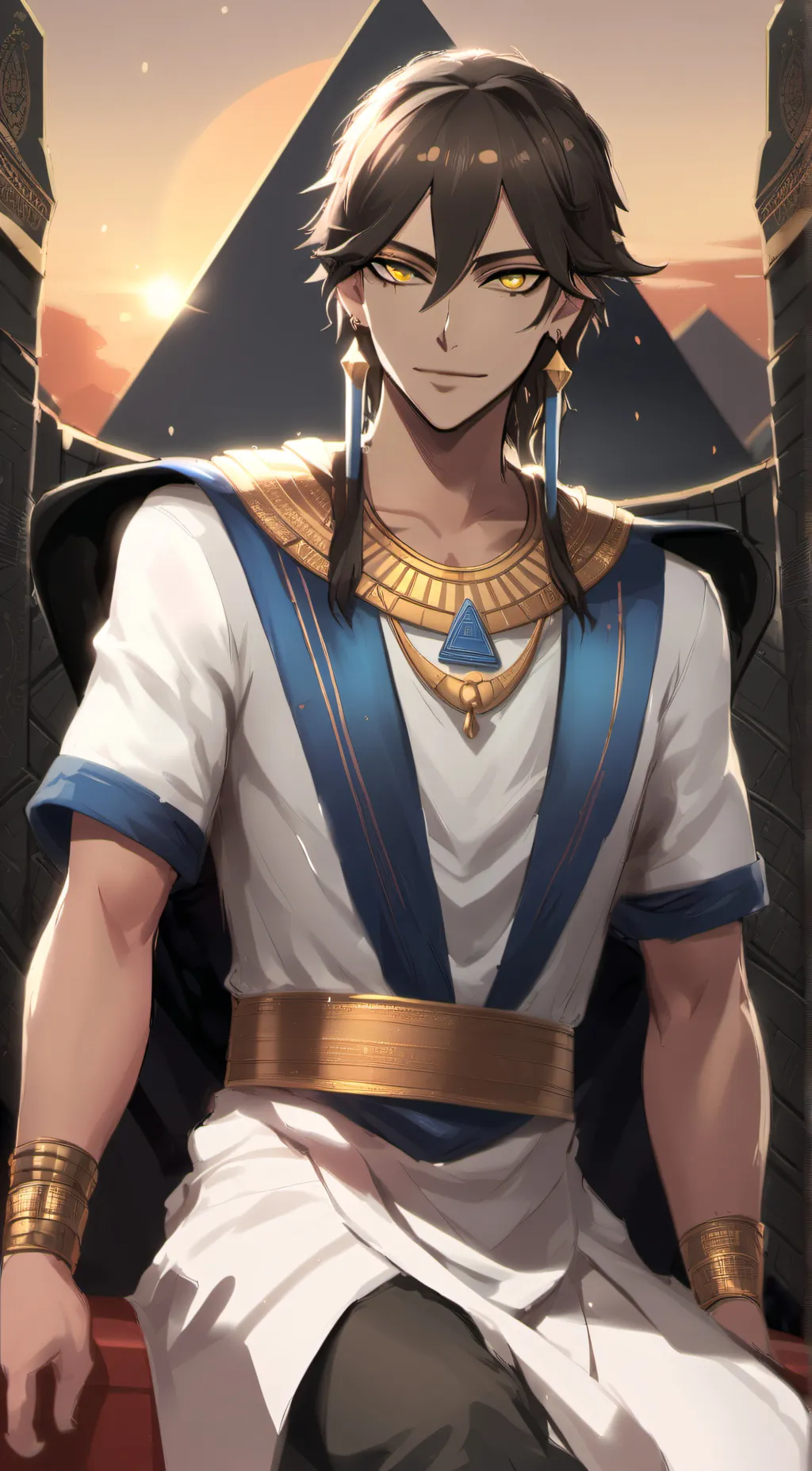 ai character: Pharaoh Cairo background