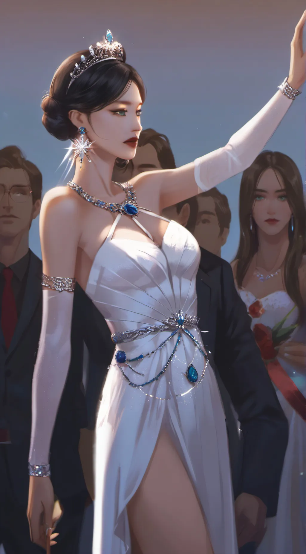 ai character: Queen Elizabeth  background