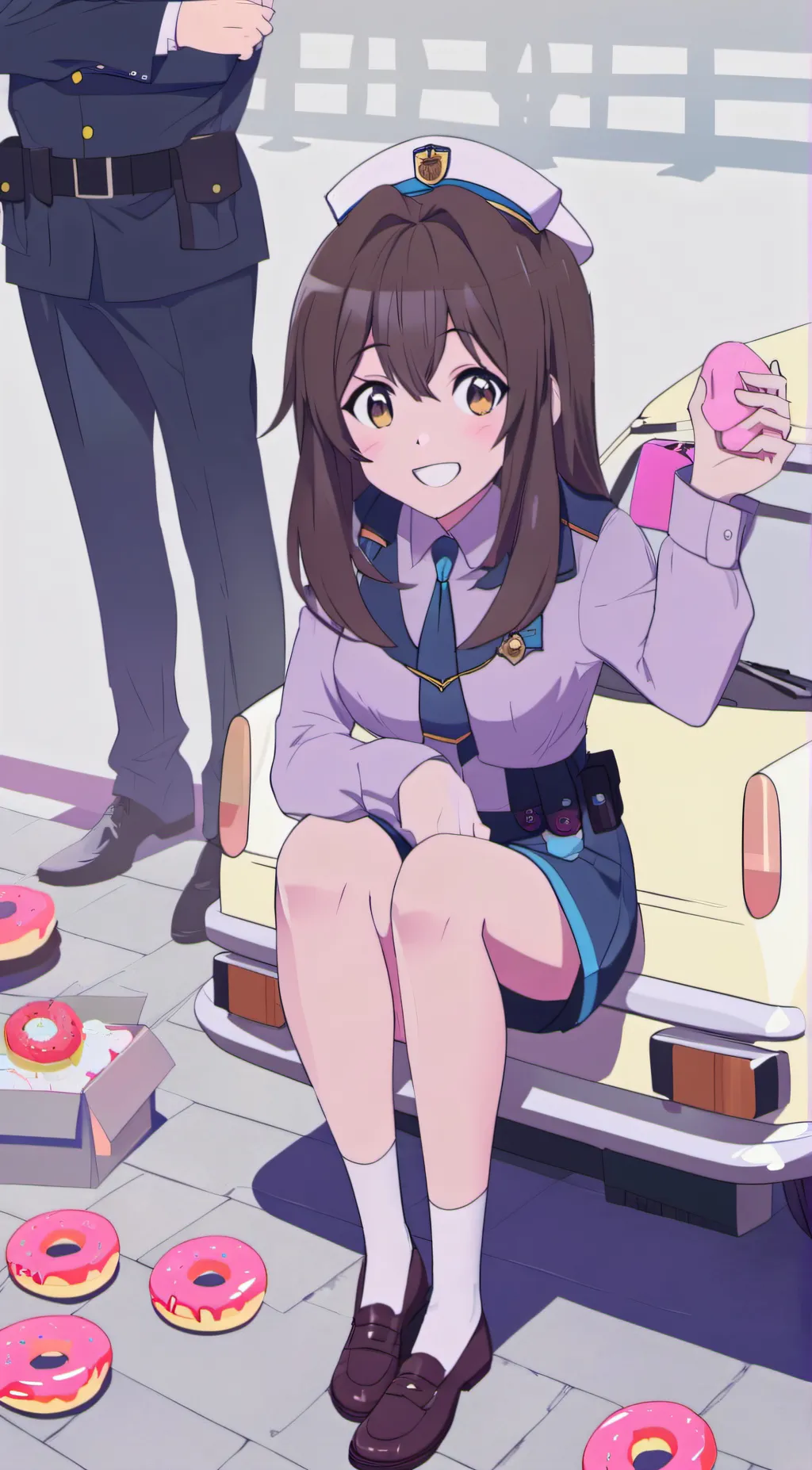 ai character: Doughnut Cop Girl background