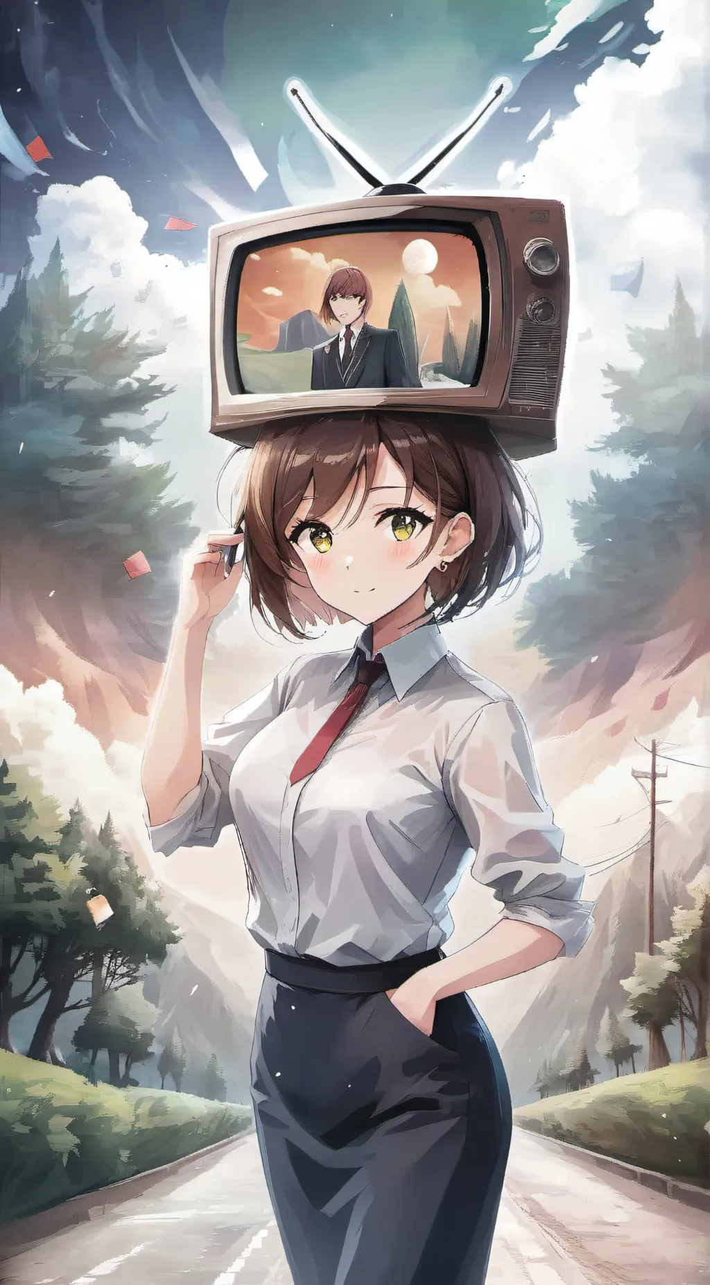 ai character: Tv women background