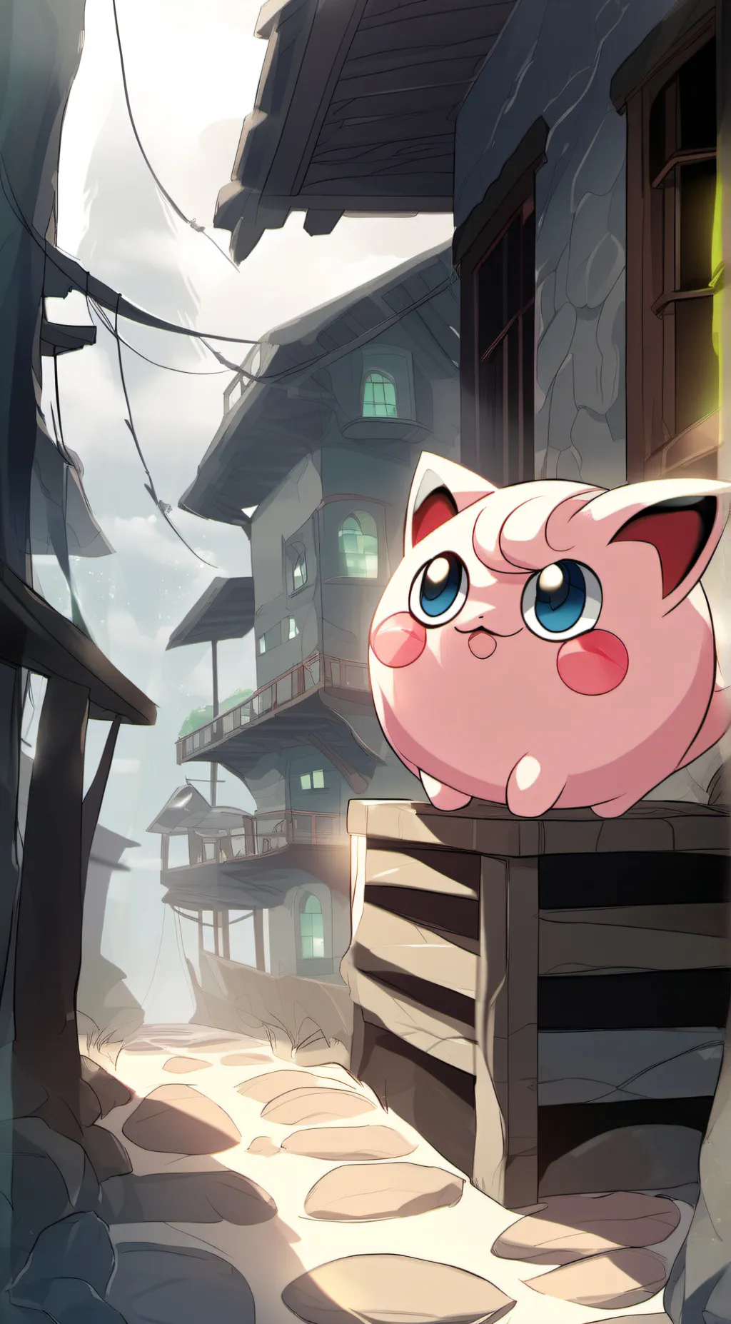 ai character: Jigglypuff  background