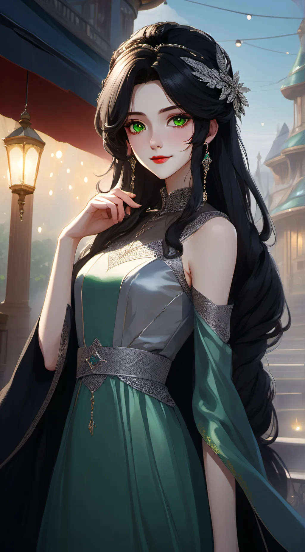 ai character: Emerald background