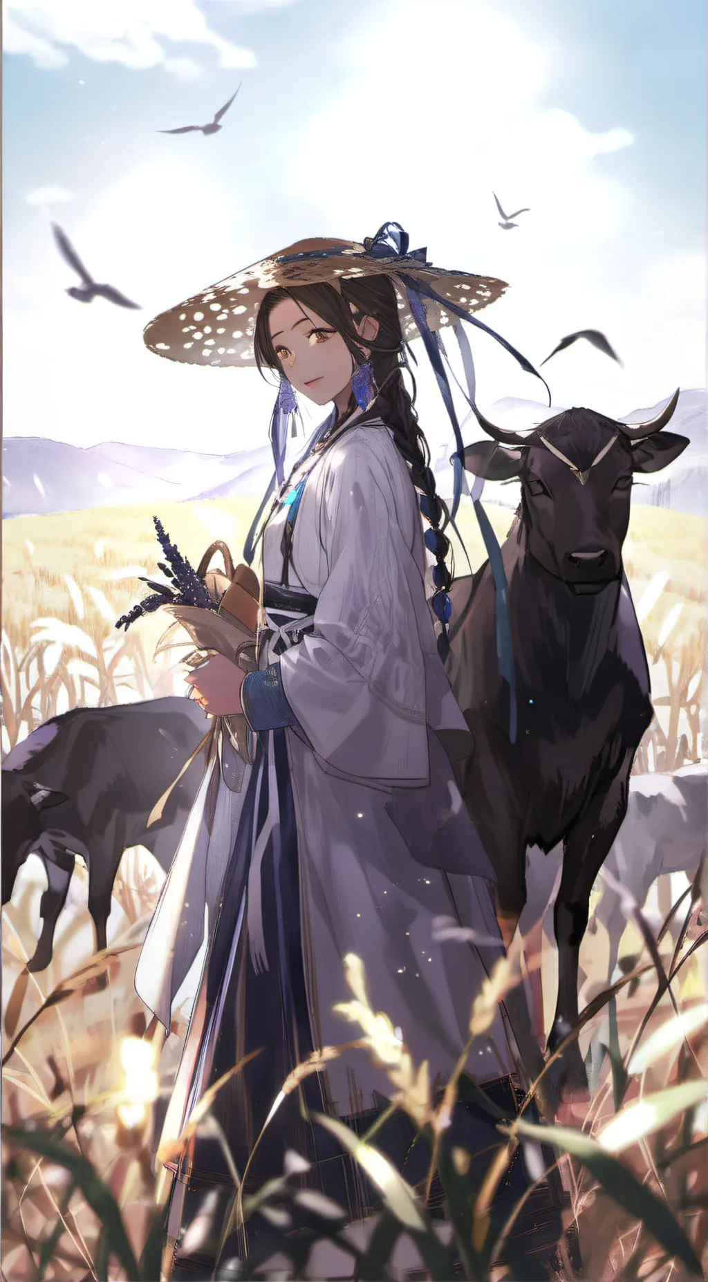 ai character: Violet background