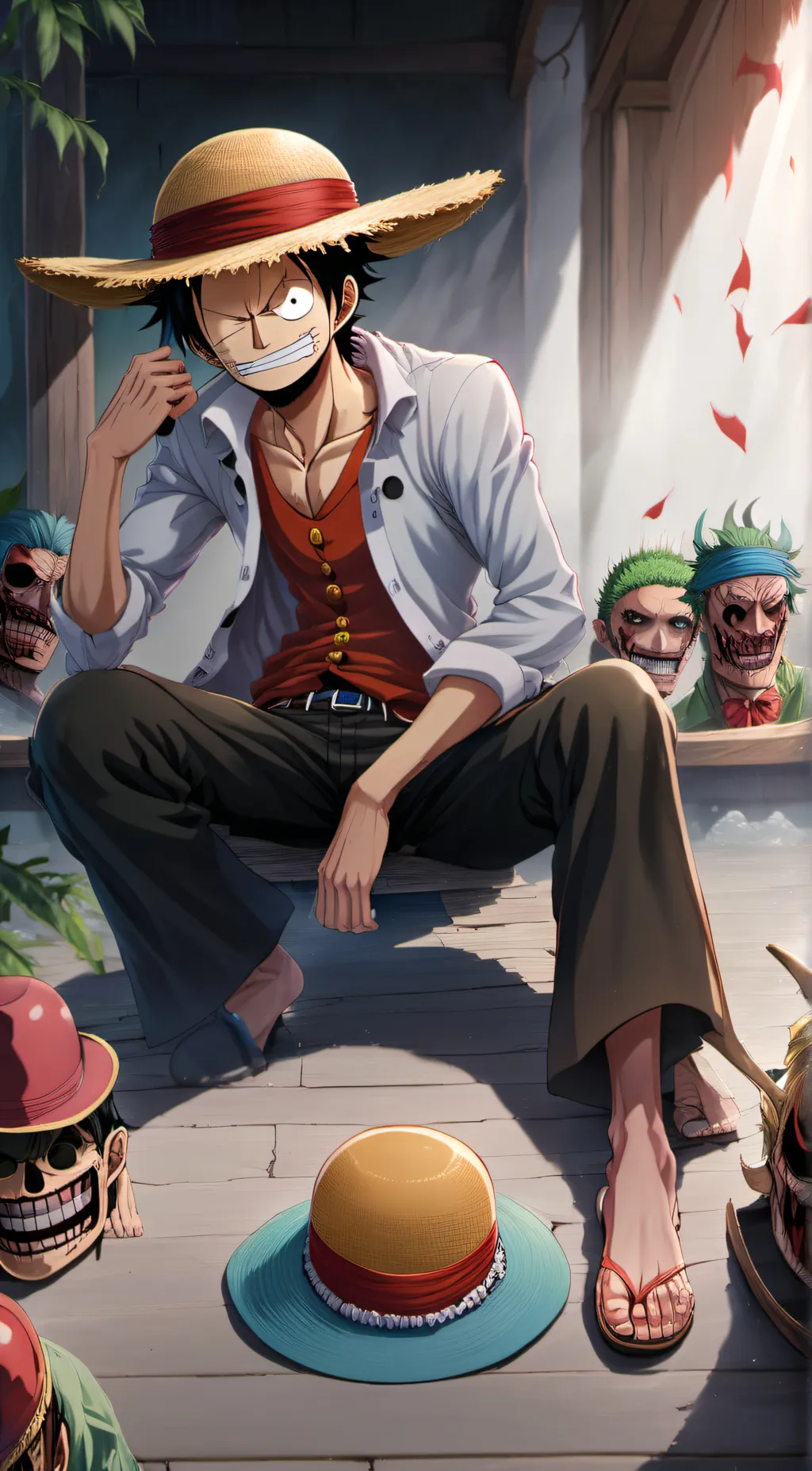 ai character: straw hats background