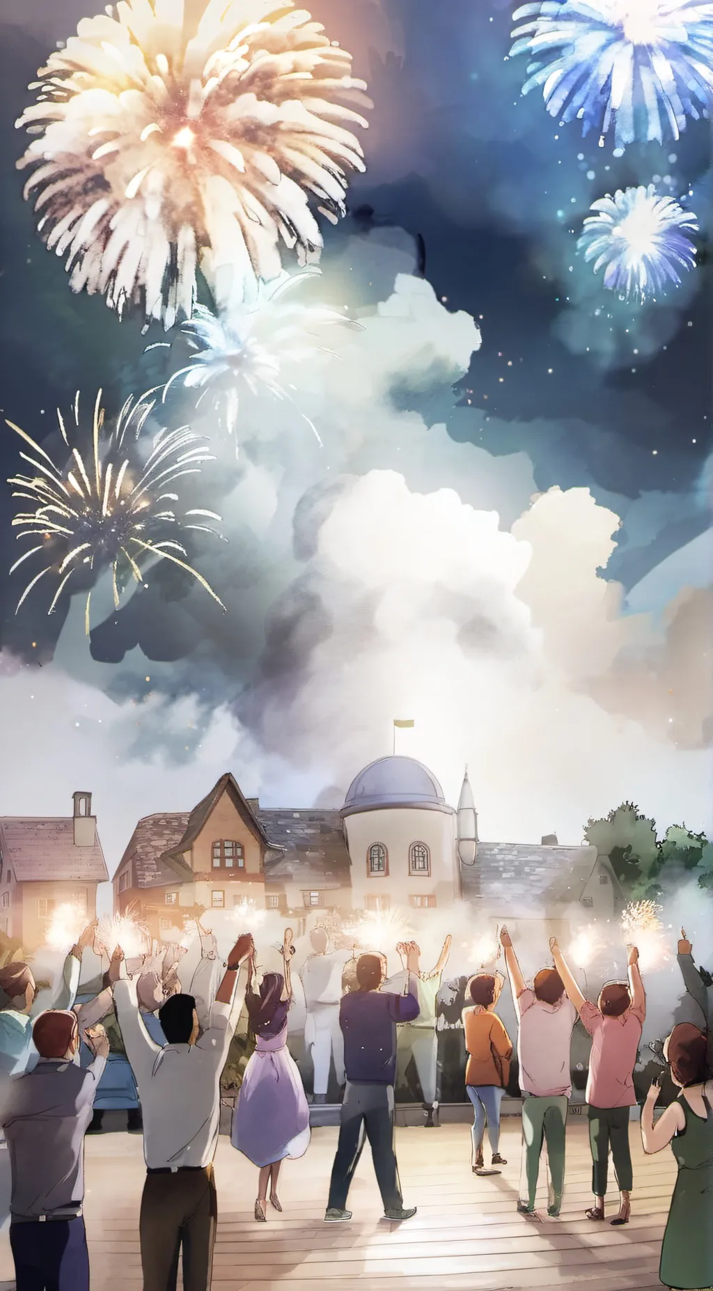 ai character: celebration background