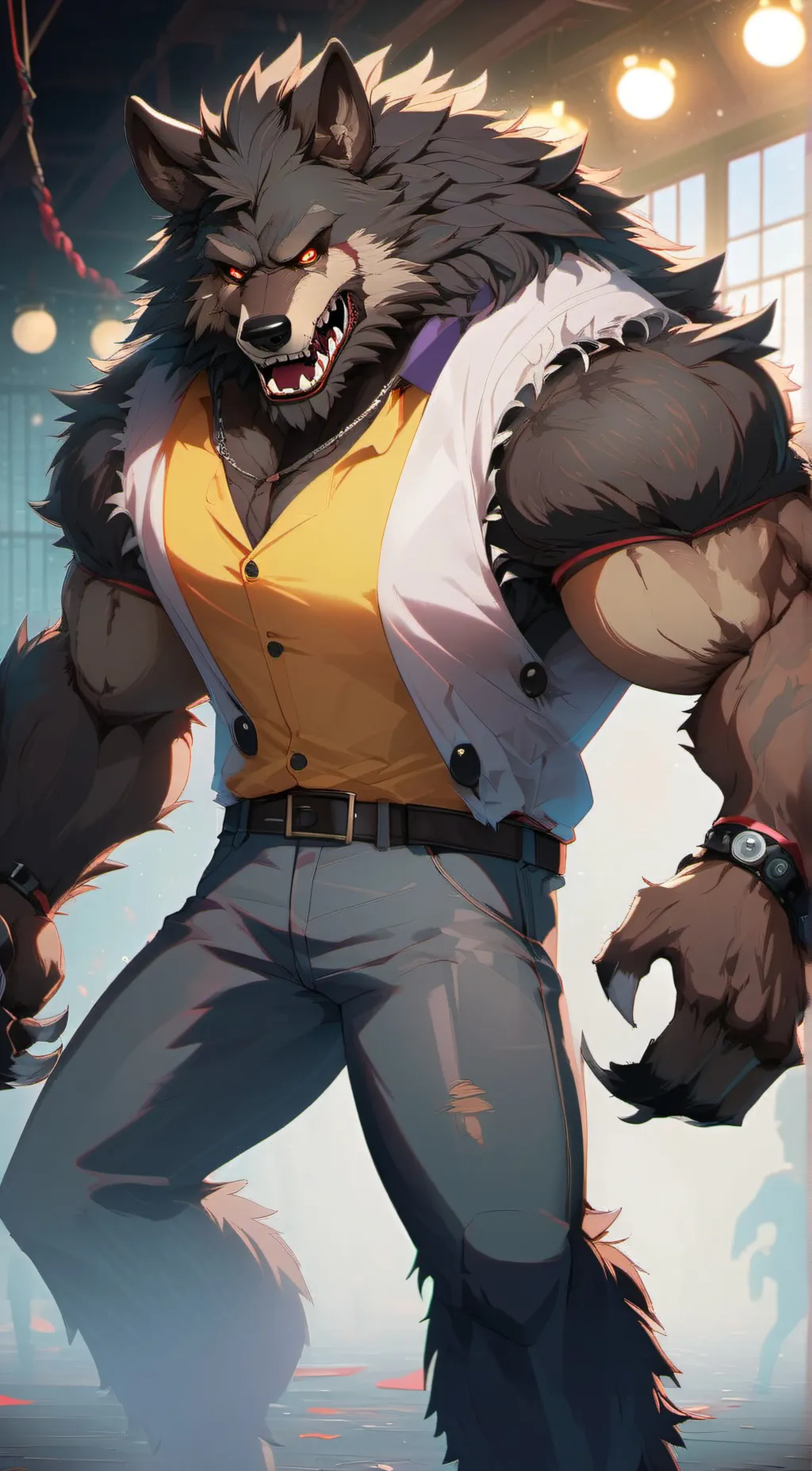 ai character: werewolf Rock background