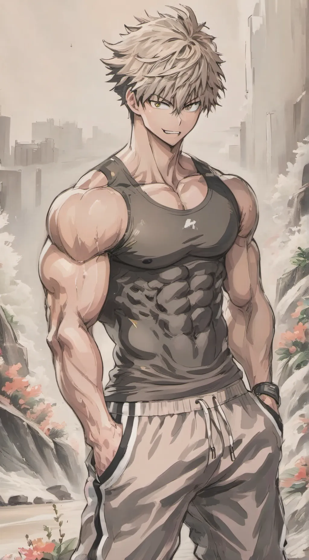 ai character: Katsuki Bakugo background