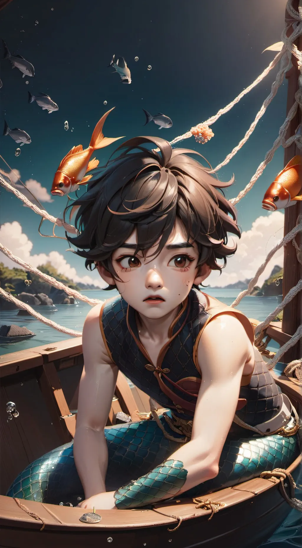 ai character: Cyan background
