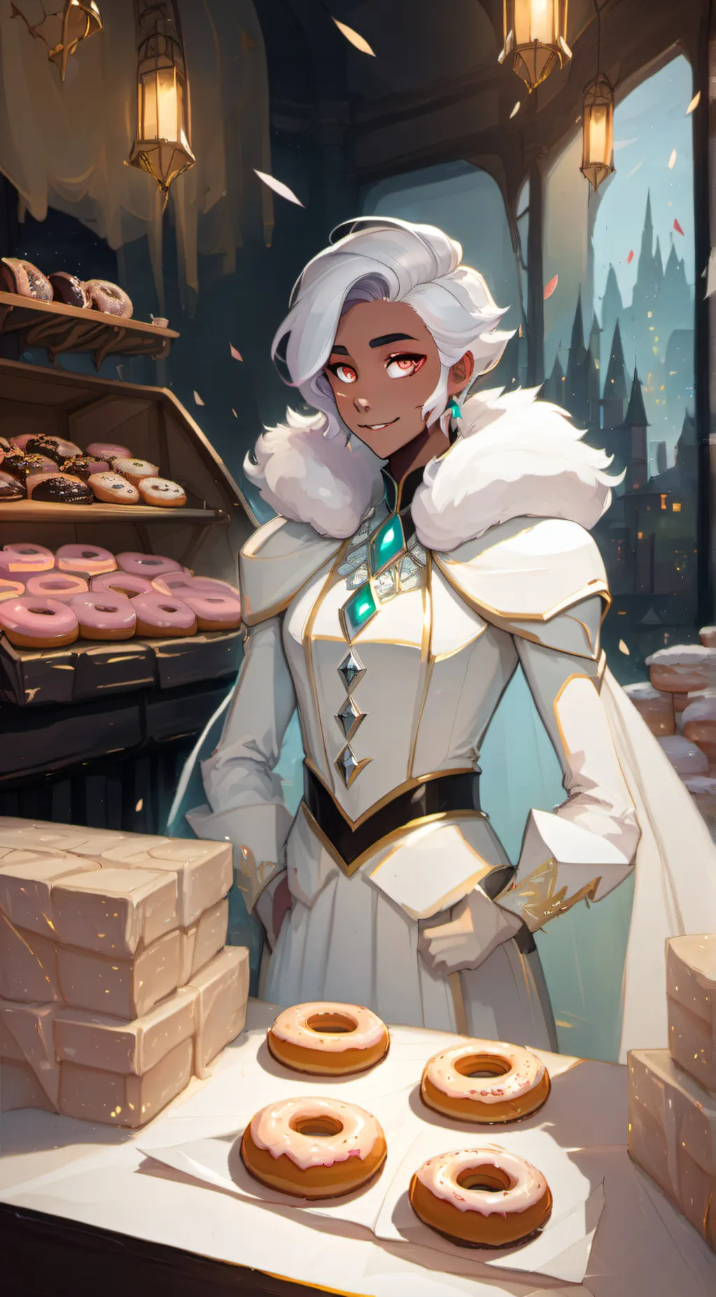 ai character: queen white diamon background