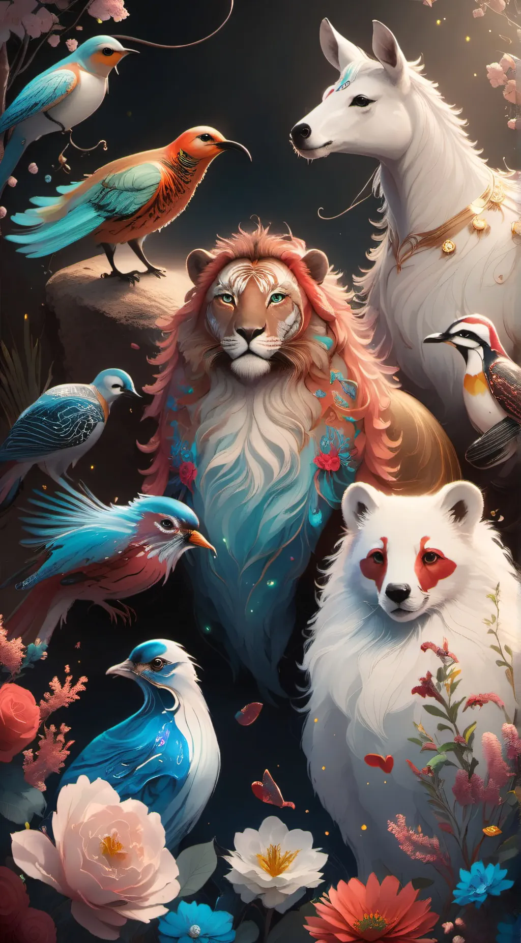 ai character: Smiling critters background