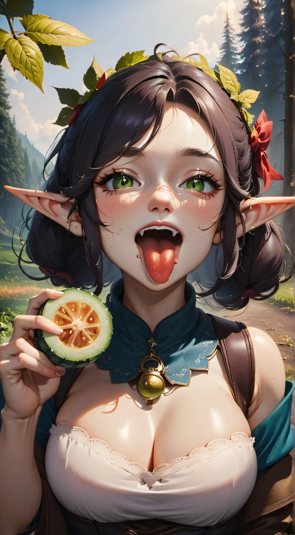 ai character: CucumberElf (Mint) background
