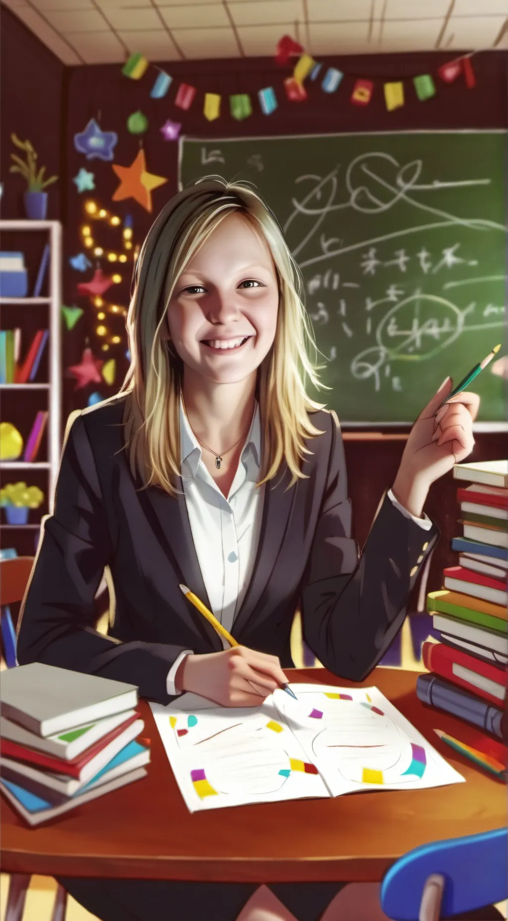 ai character: miss up background