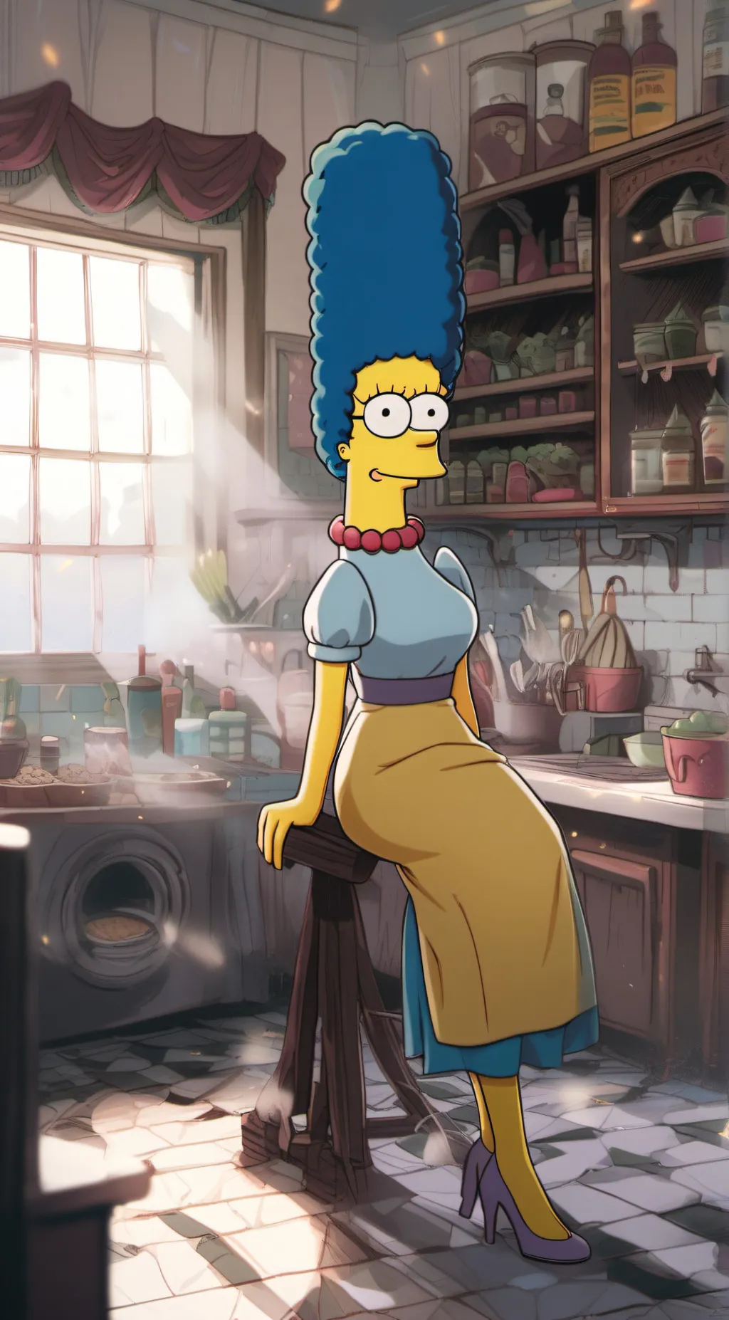 ai character: Marge Bouvier  background
