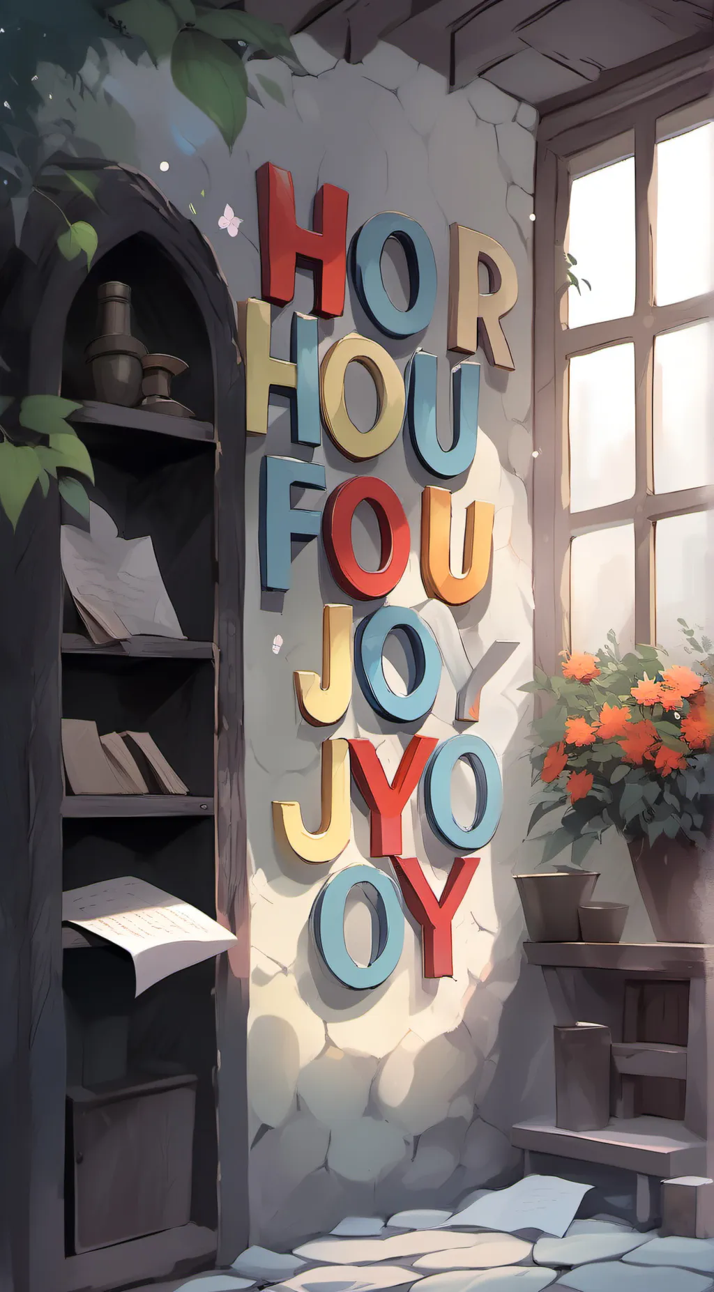 ai character: The hour of Joy.. background