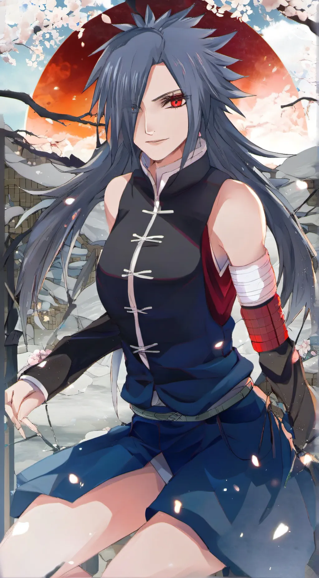 ai character: Female madara  background