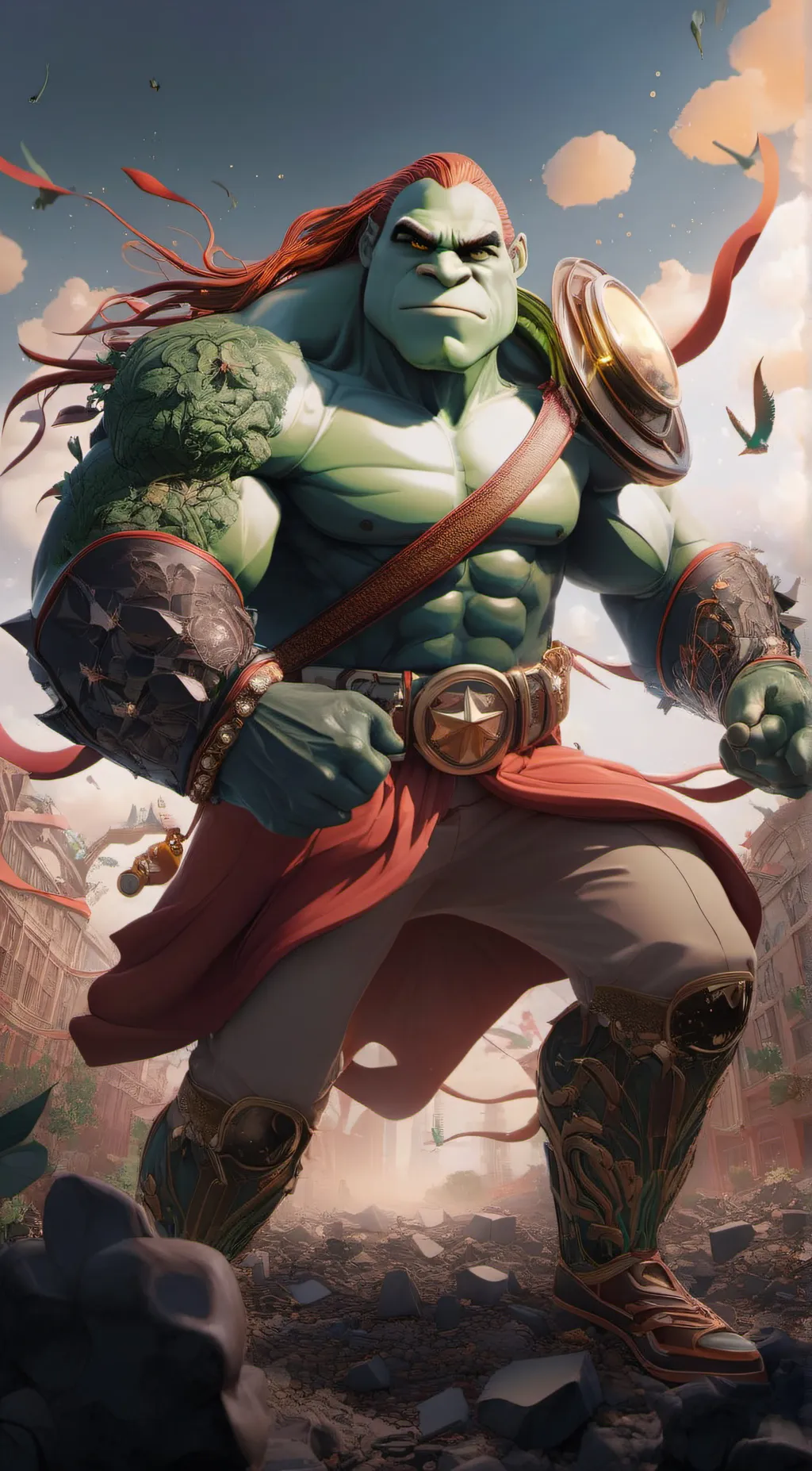 ai character: warrior shrek background