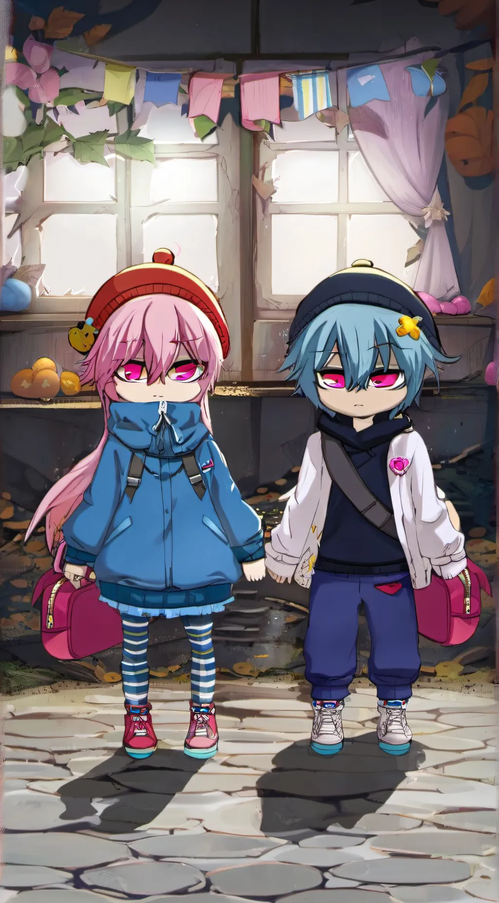 ai character: baggy and puffy background