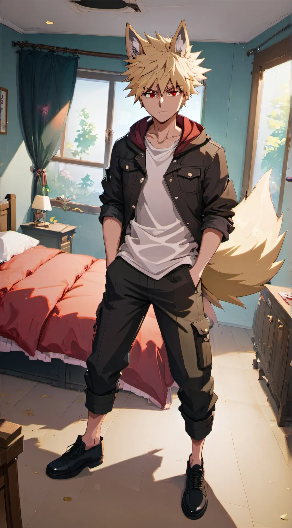 ai character: Bakugo Katsuki  background