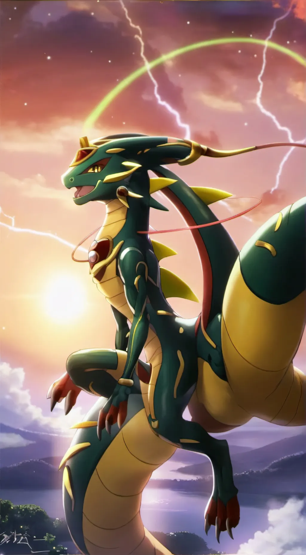 ai character: Rayquaza background