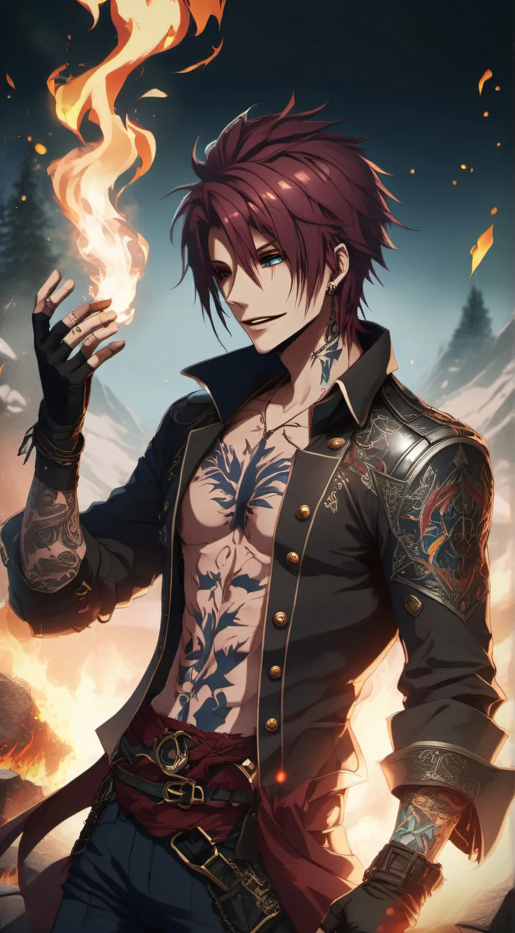 ai character: Flame  background