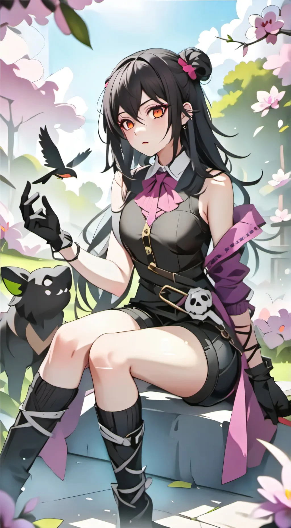 ai character: Goth Girl Mage background