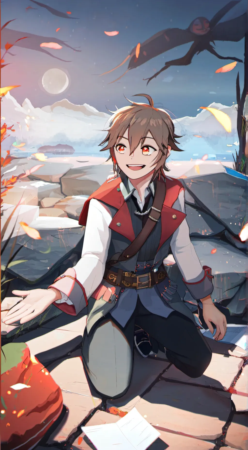 ai character: boboiboy gempa background