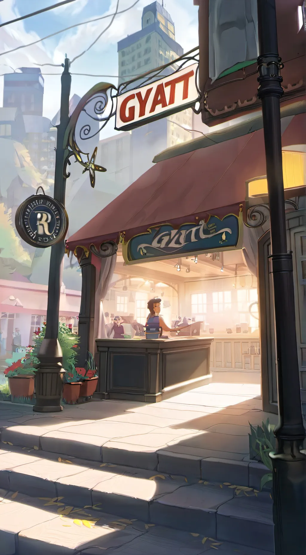 ai character: the gyatt cafe  background