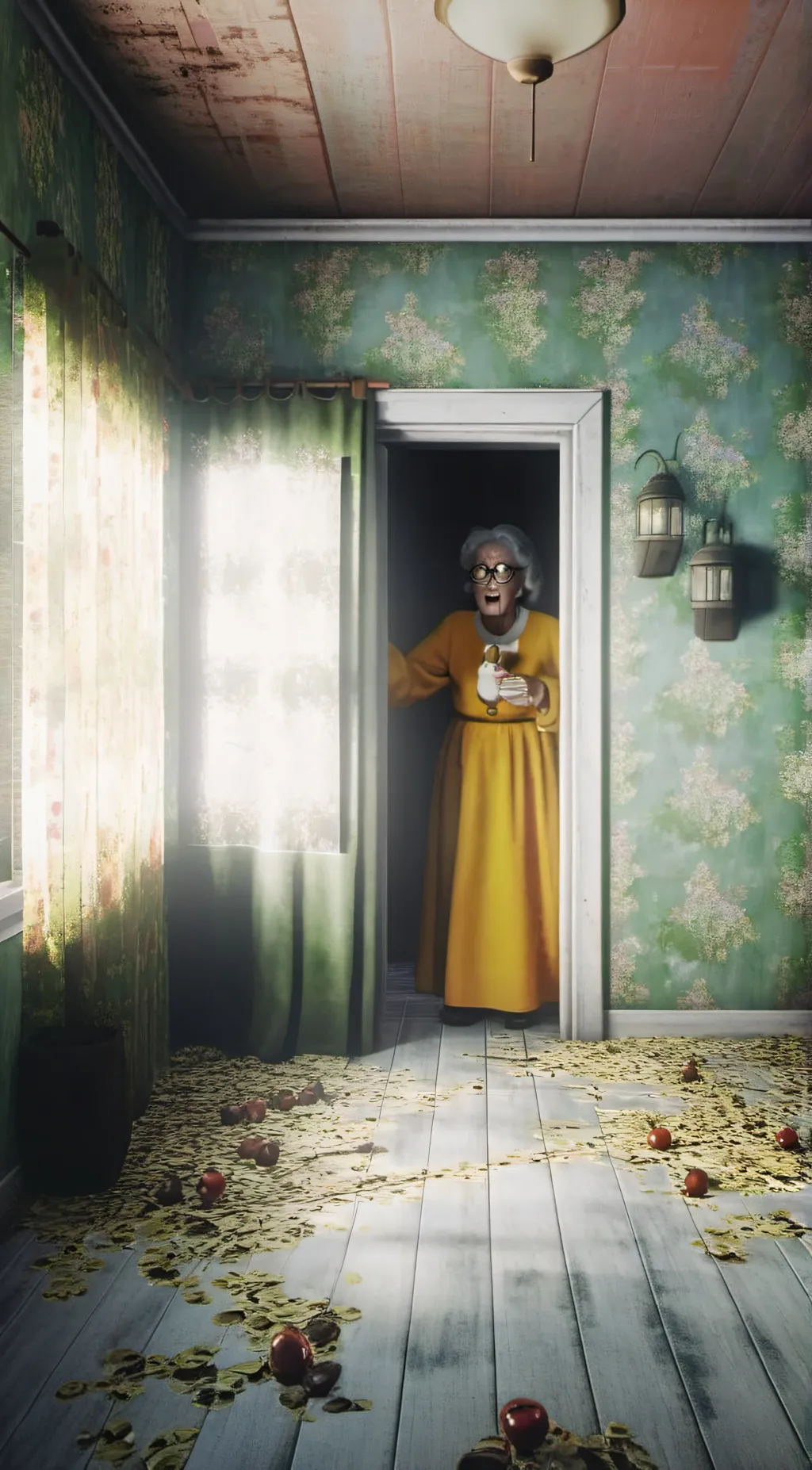 ai character: Granny horror background